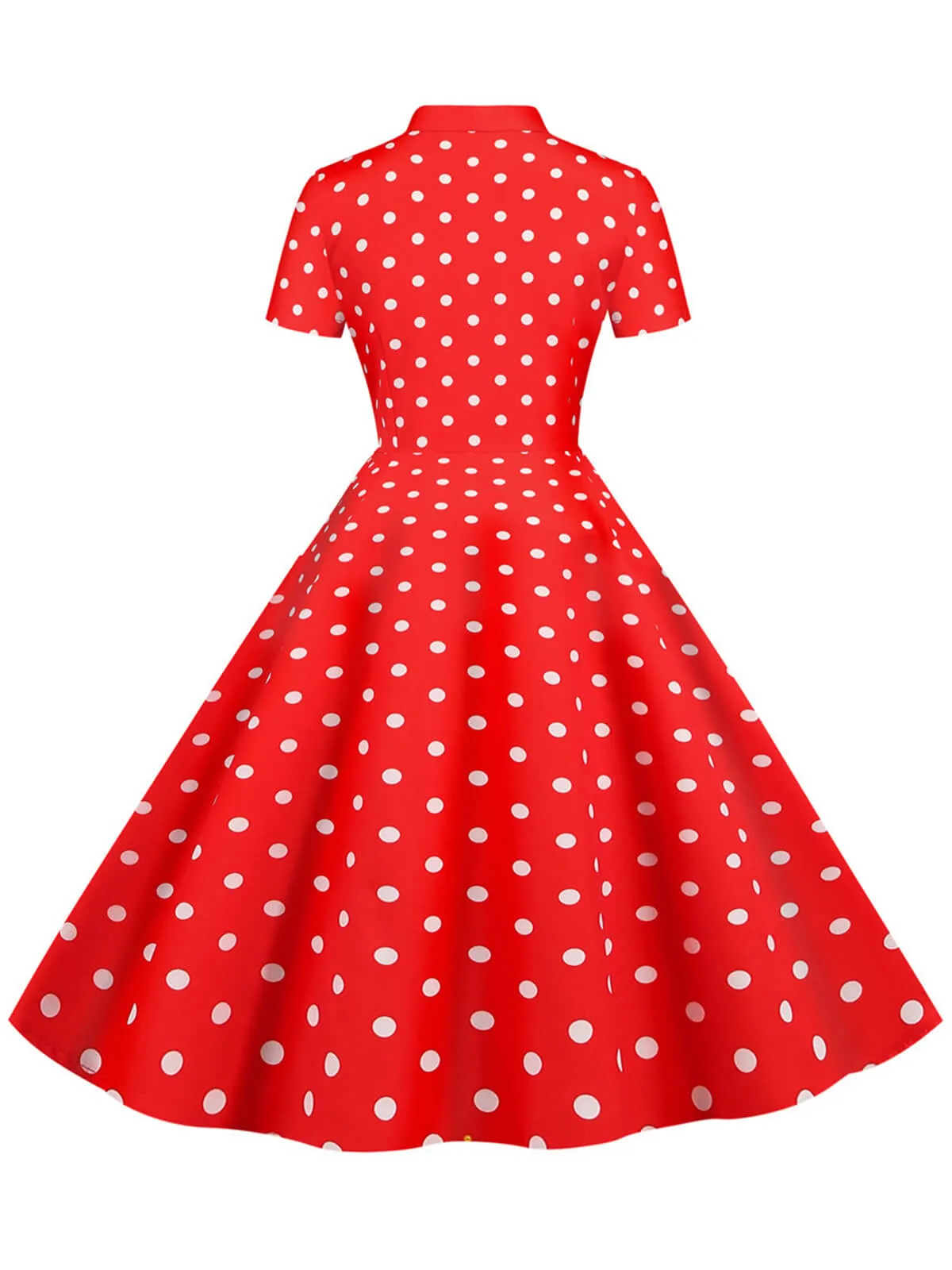 1950s Bow Collar Striped Dots Swing Dress