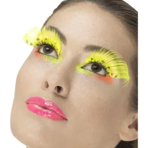 80s Polka Dot Eyelashes Adult Neonyellow