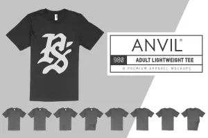 Anvil Knitwear 980 Adult Lightweight T-Shirt Mockups