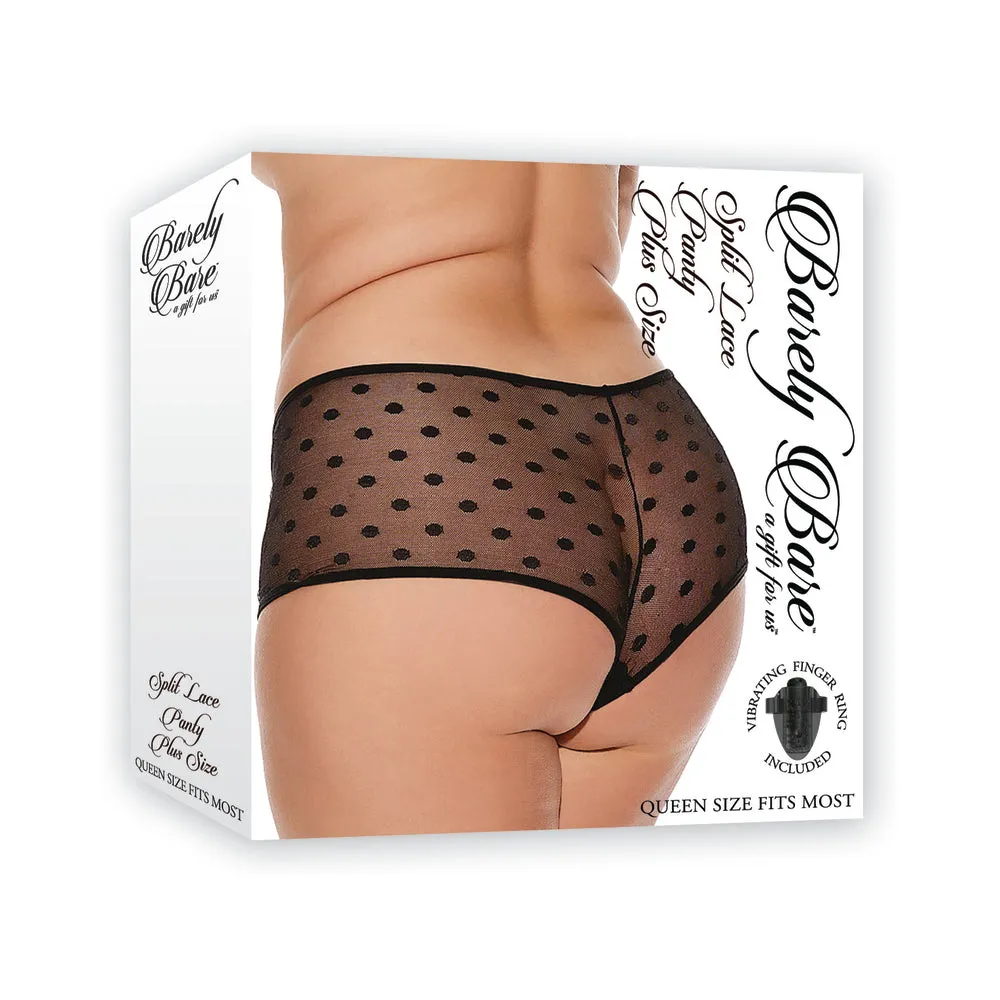 Barely B Split Lace Panty Plus Black