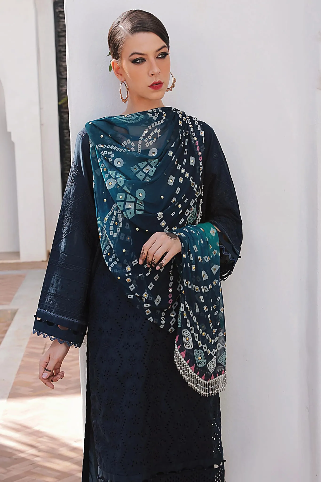 Elegant Unstitched 3-Piece Embroidered Chikankari Suit - Nureh 2023 Collection, NDS-85