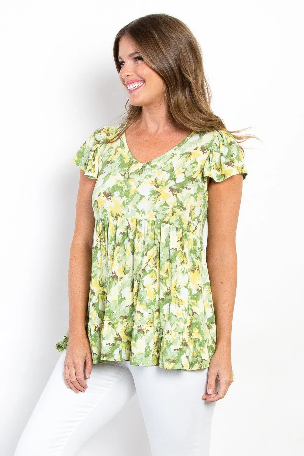 Be Stage Floral Ruffled Babydoll Top