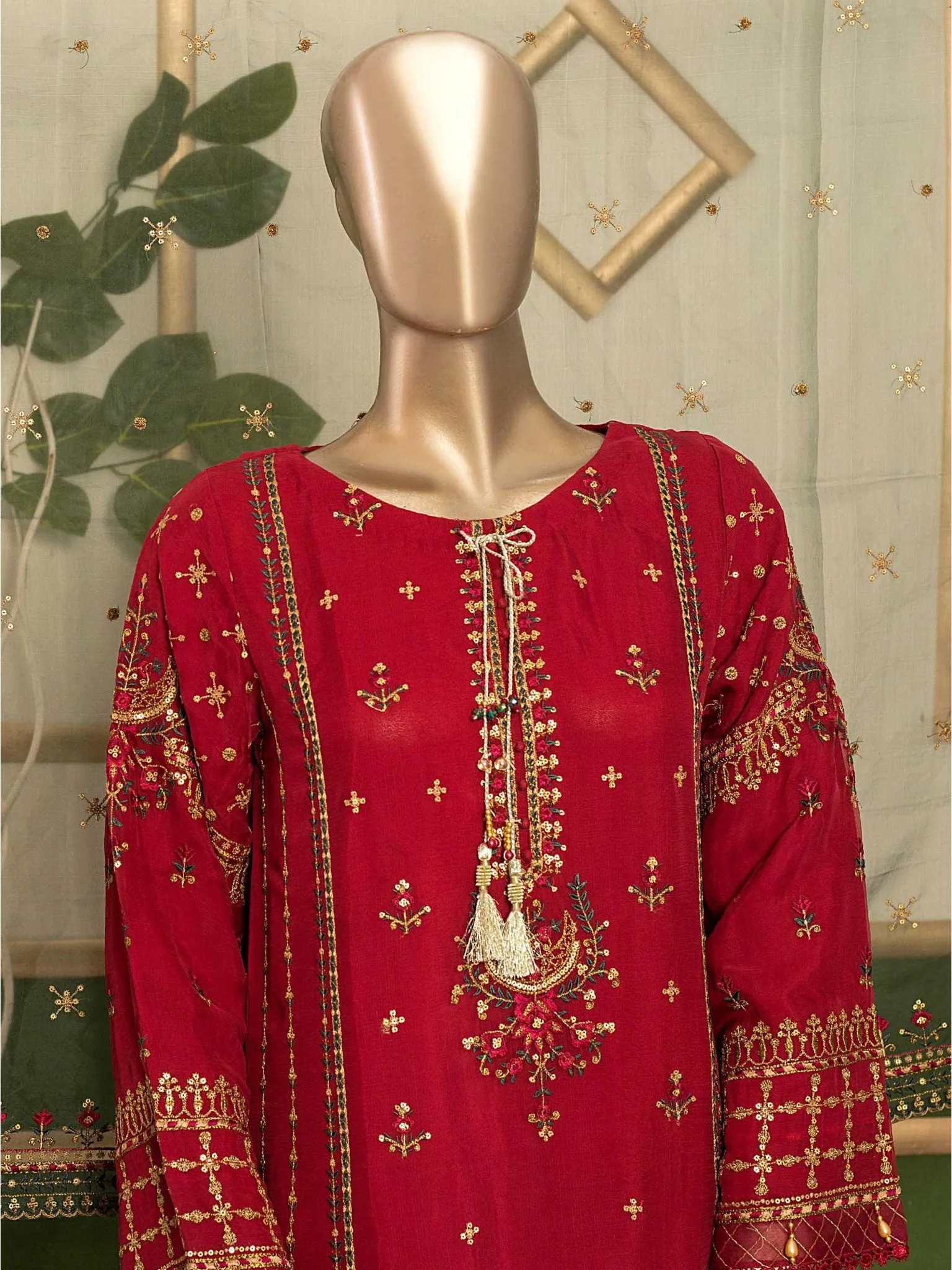 Bin Saeed Stitched 2 Piece Formal Chiffon Collection'2021-SPFC-07-Maroon