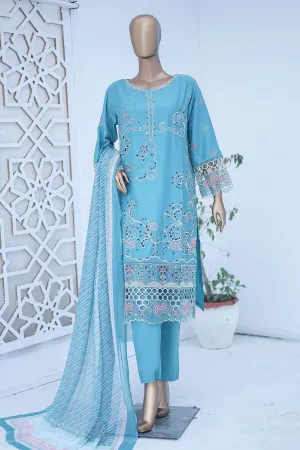 Bin Saeed Stitched 3 Piece Luxury Emb Cotton Collection'2024-LF-959-Ferozi