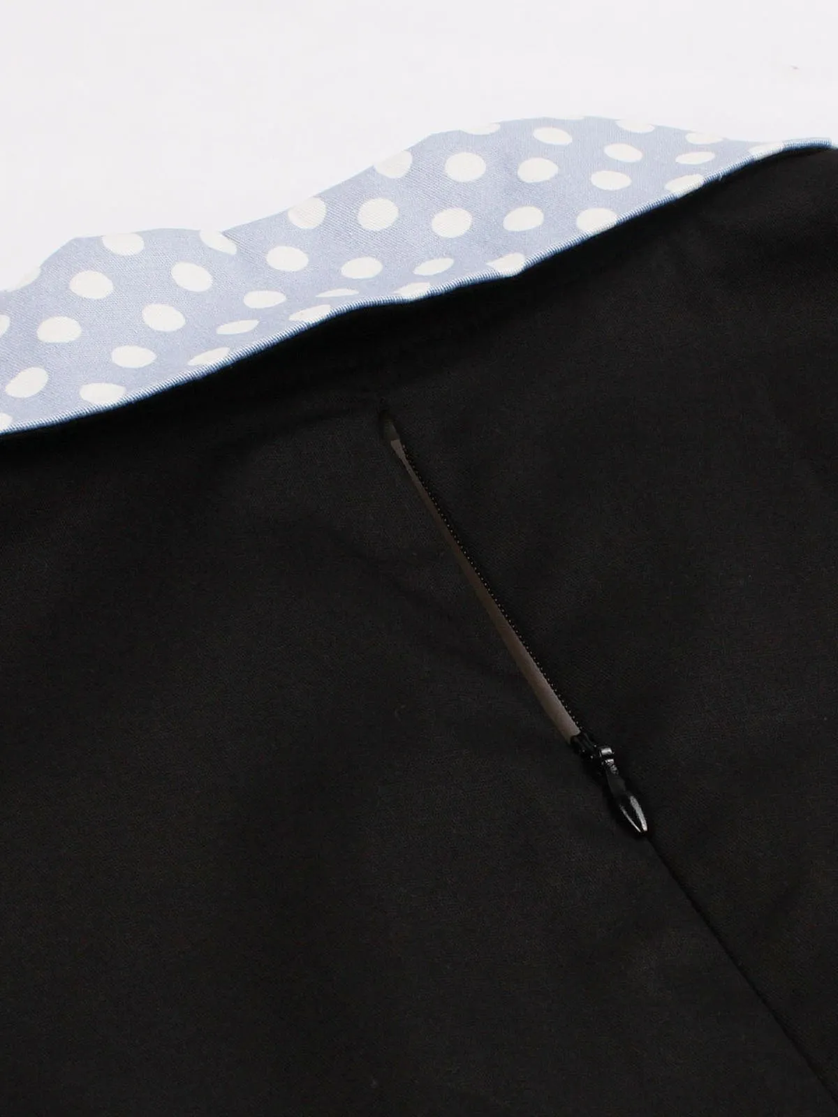 Black 1940s Polka Dot Turndown Collar Dress