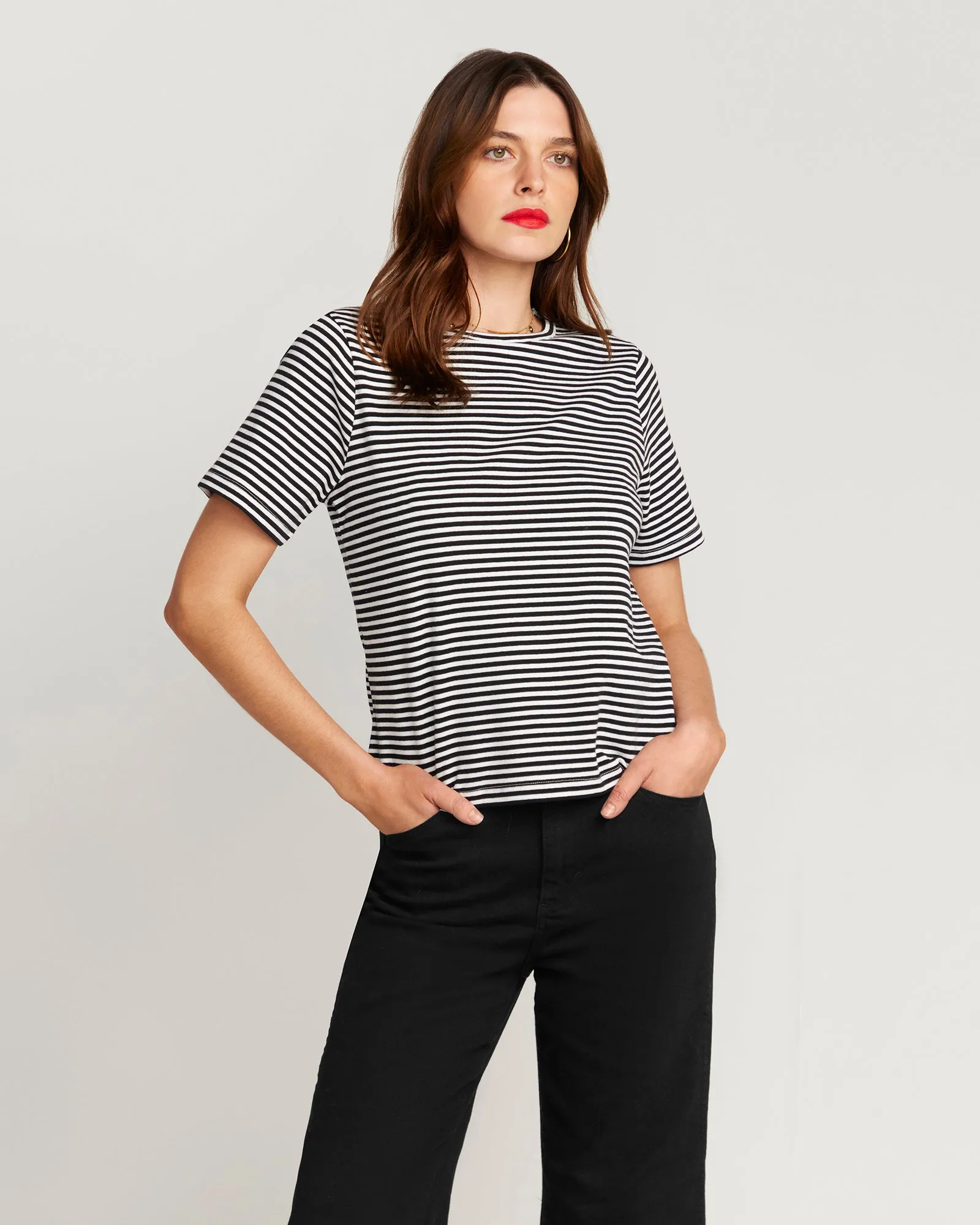 Black and white stripe T-shirt