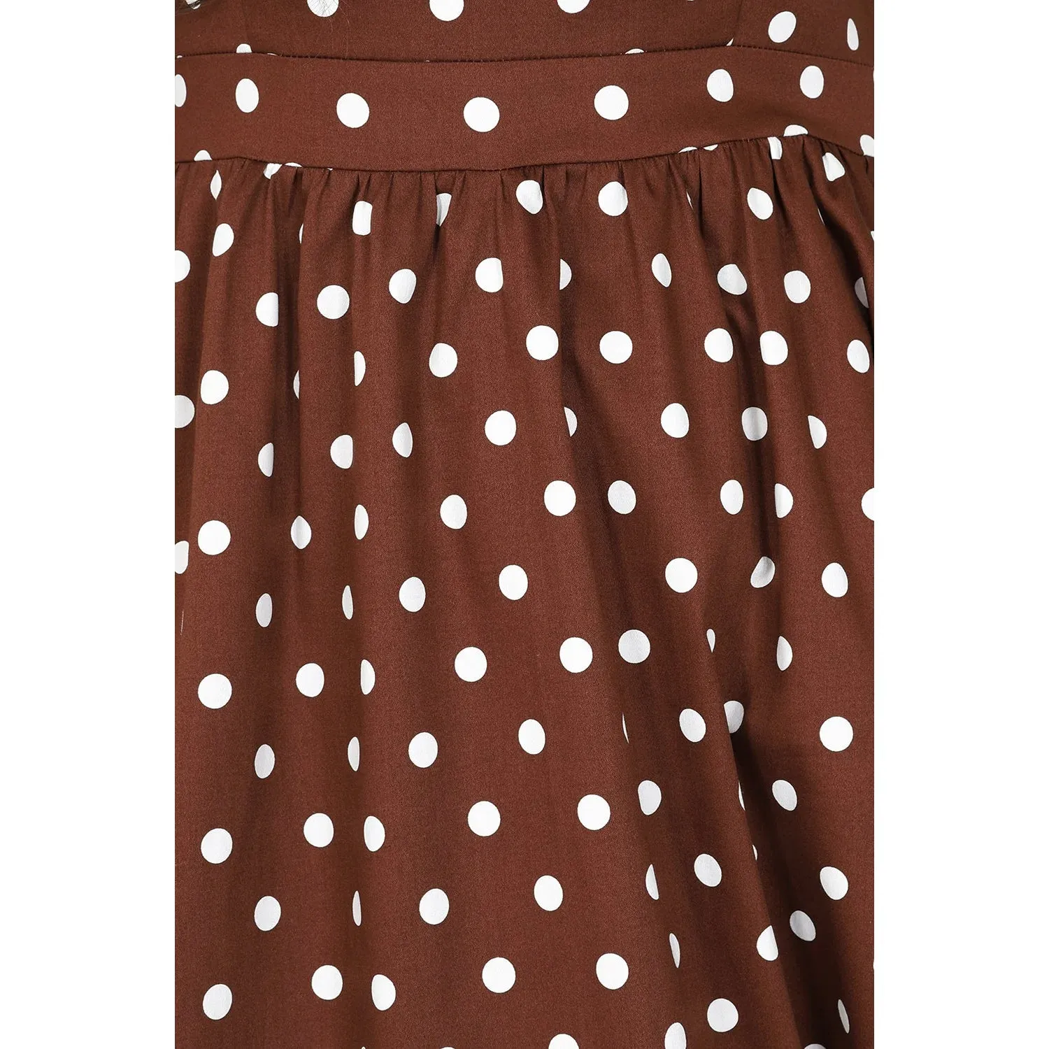 Brown And Cream Polka Dot Vintage 50s 3/4 Sleeve Swing Tea Dress