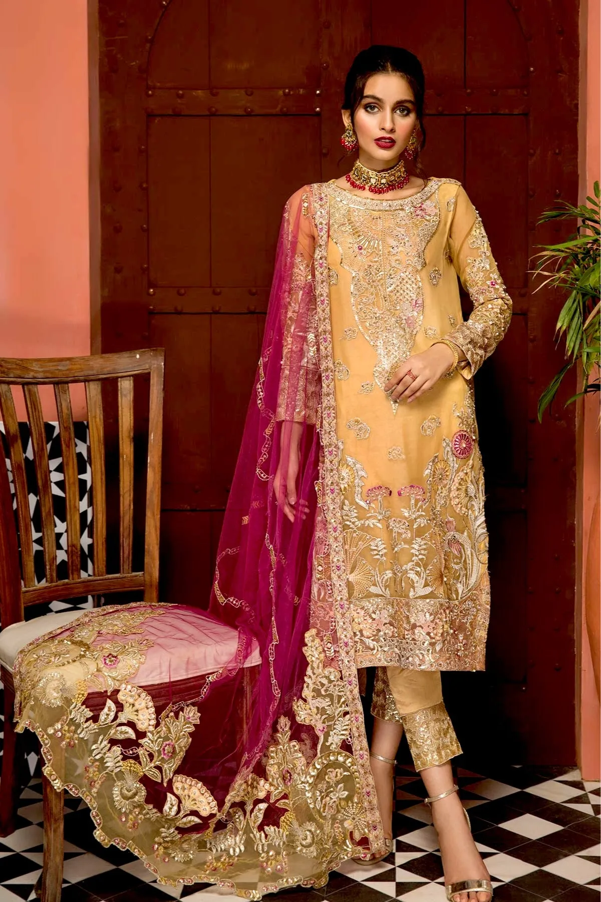 Charizma Diamond Dust Chapter 1 – Embroidered Handwork With Chiffon Dupatta DD-004