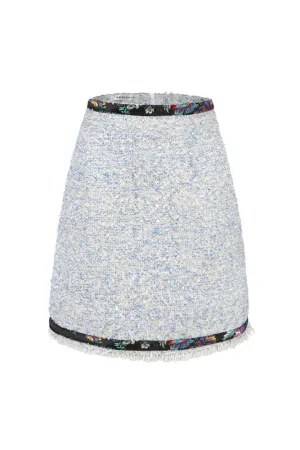 Chelsea Tang Tweed Skirt Blue