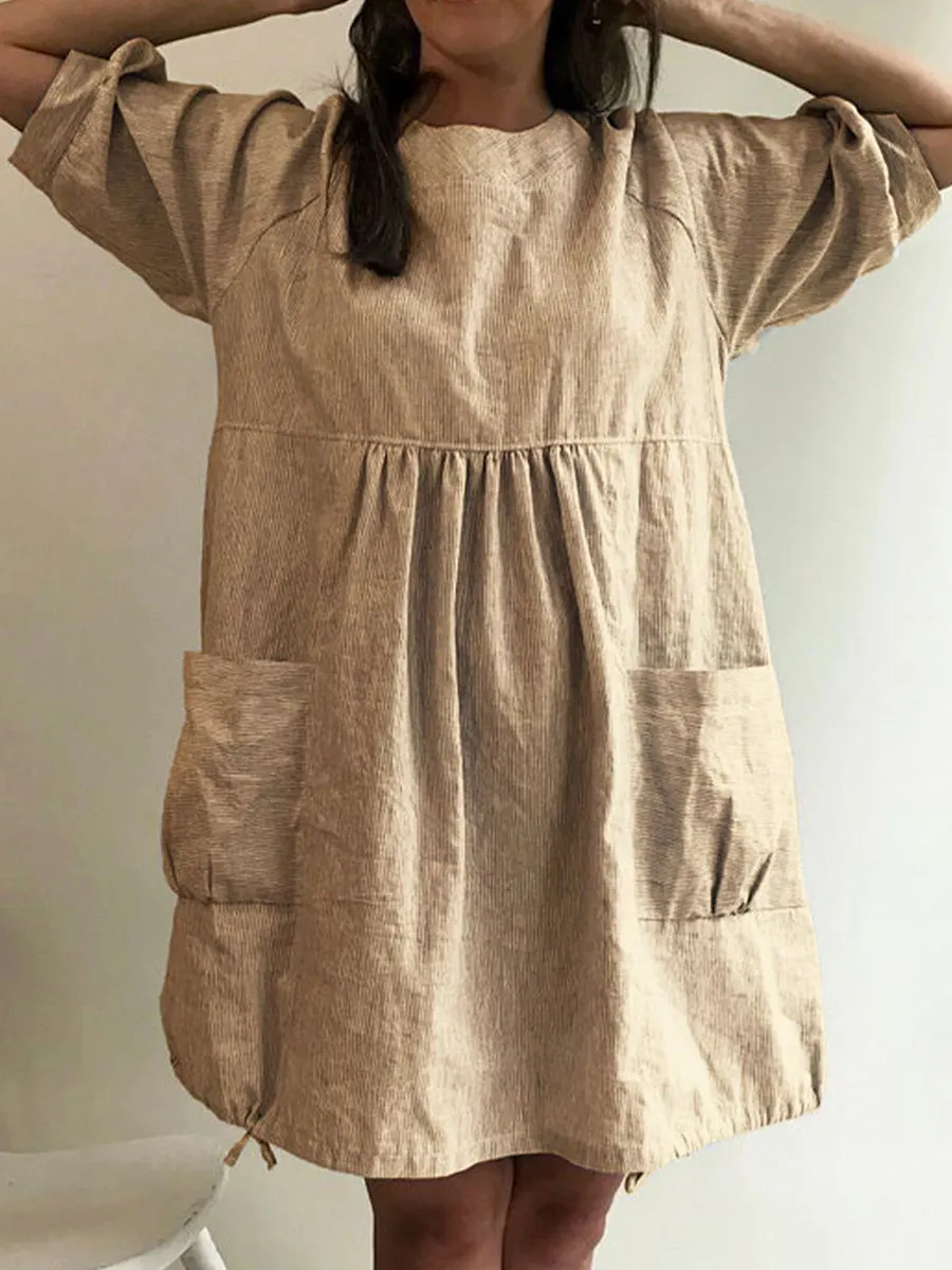 Cotton and Linen Casual Lace Dress