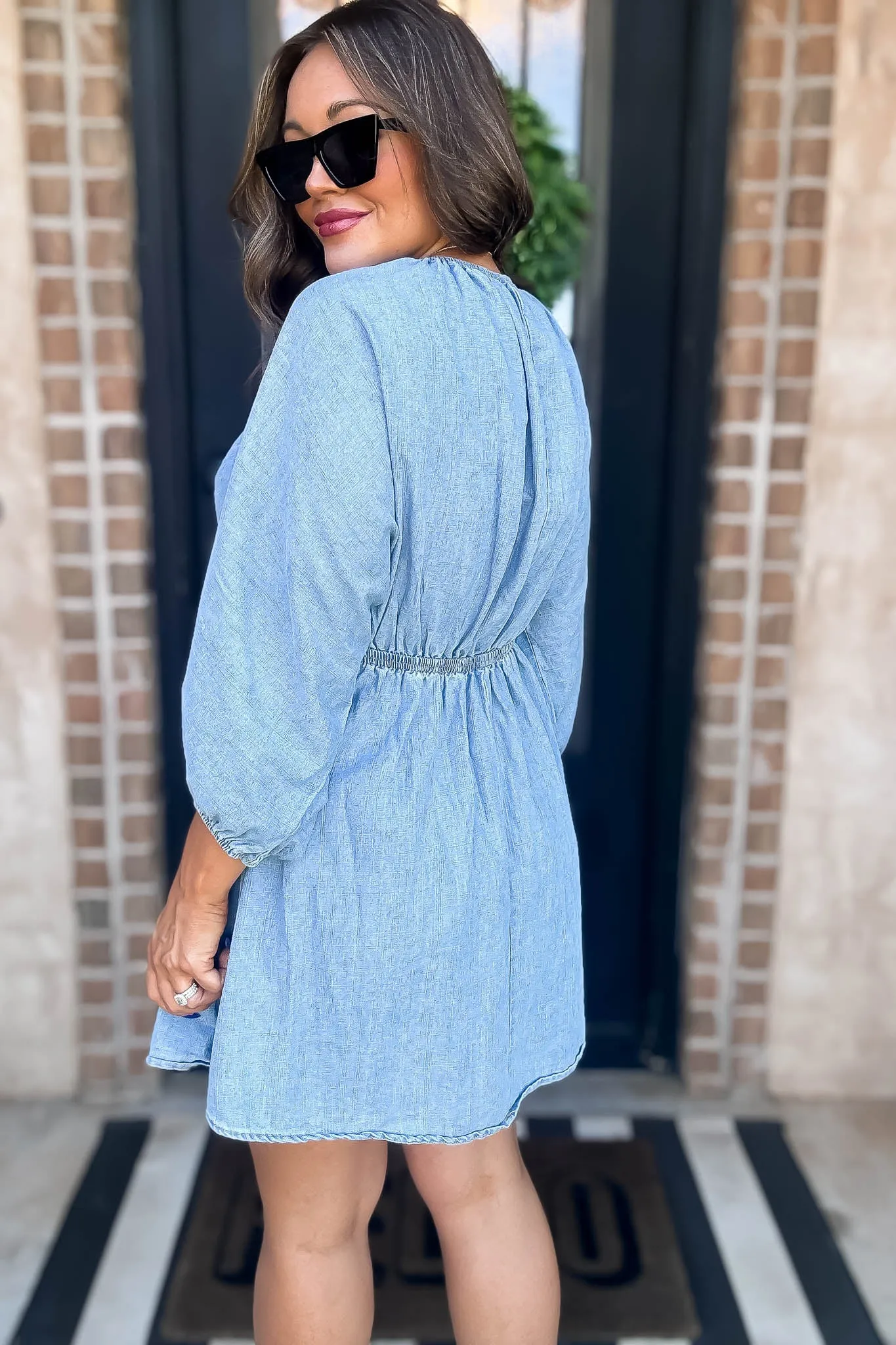 Denim Balloon Sleeve Dress