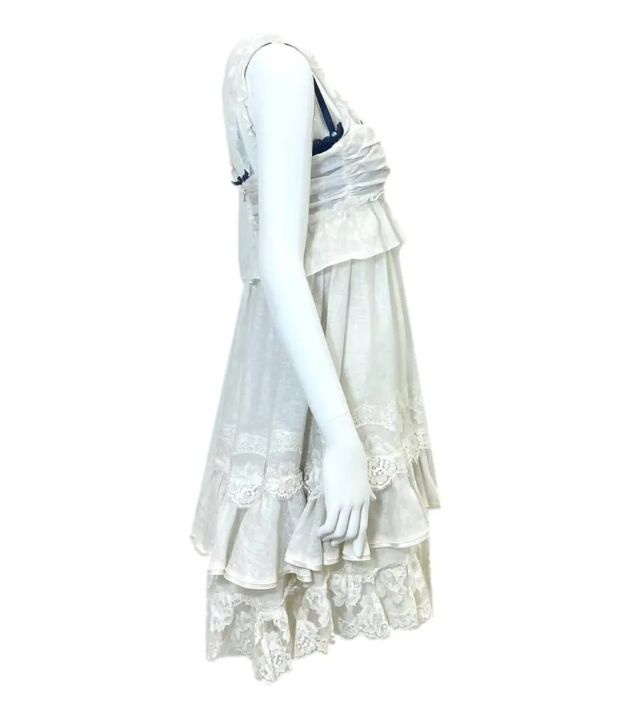 Dolce & Gabbana Linen & Lace Dress. Size 40IT