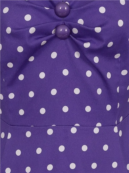 Dolores Doll Purple and White Polka Dot Dress by Collectif