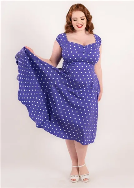 Dolores Doll Purple and White Polka Dot Dress by Collectif