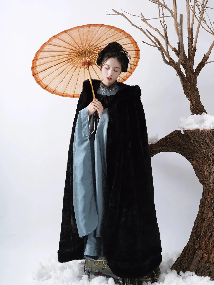 Dou Peng 斗篷 Winter Fur Cloak Unisex Hanfu Accessory Outerwear