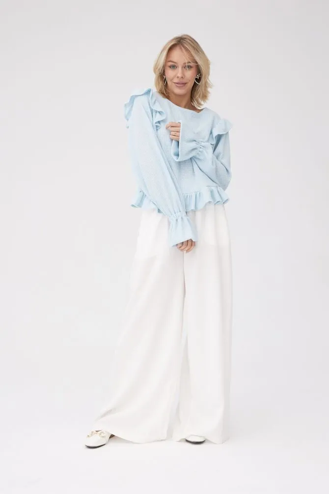 Edith Ruffle Sweater Light Blue