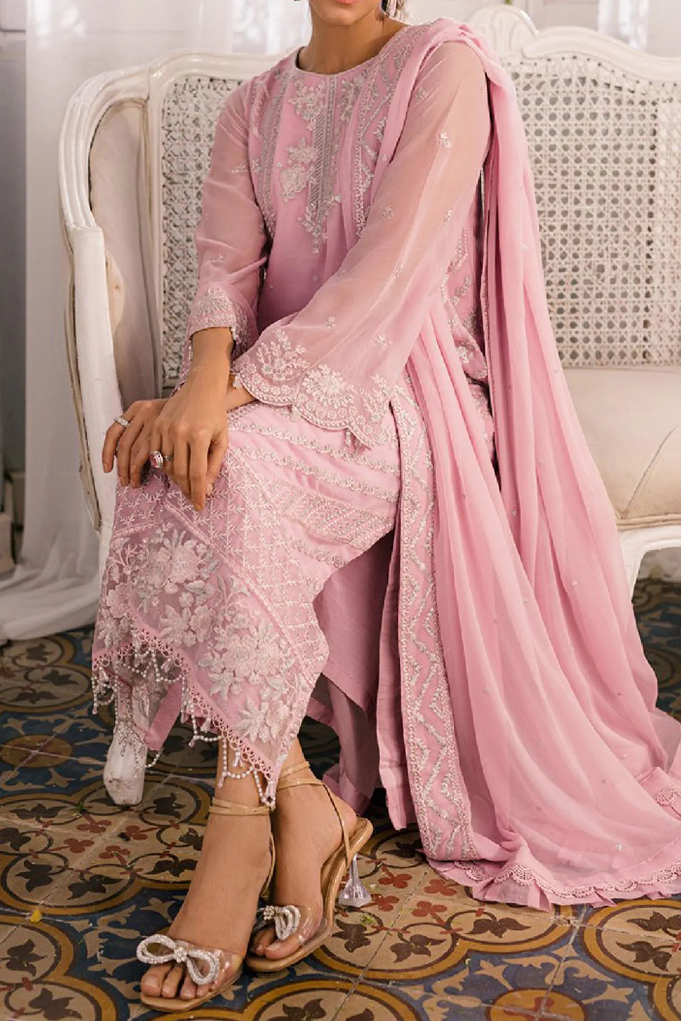 Eid Drop 1 By Azure Unstitched 3 Piece Ensembles Chiffon Collection'2024-D-09-Tender Tulip