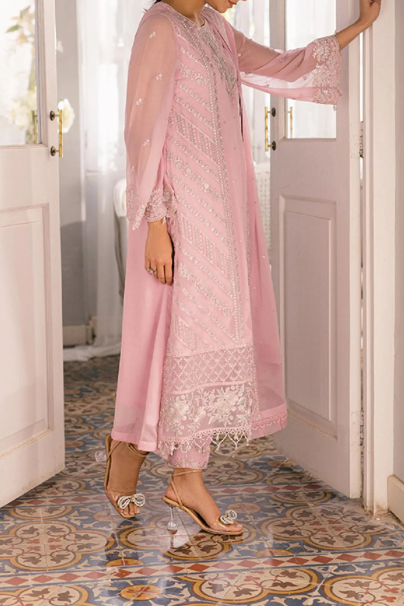 Eid Drop 1 By Azure Unstitched 3 Piece Ensembles Chiffon Collection'2024-D-09-Tender Tulip