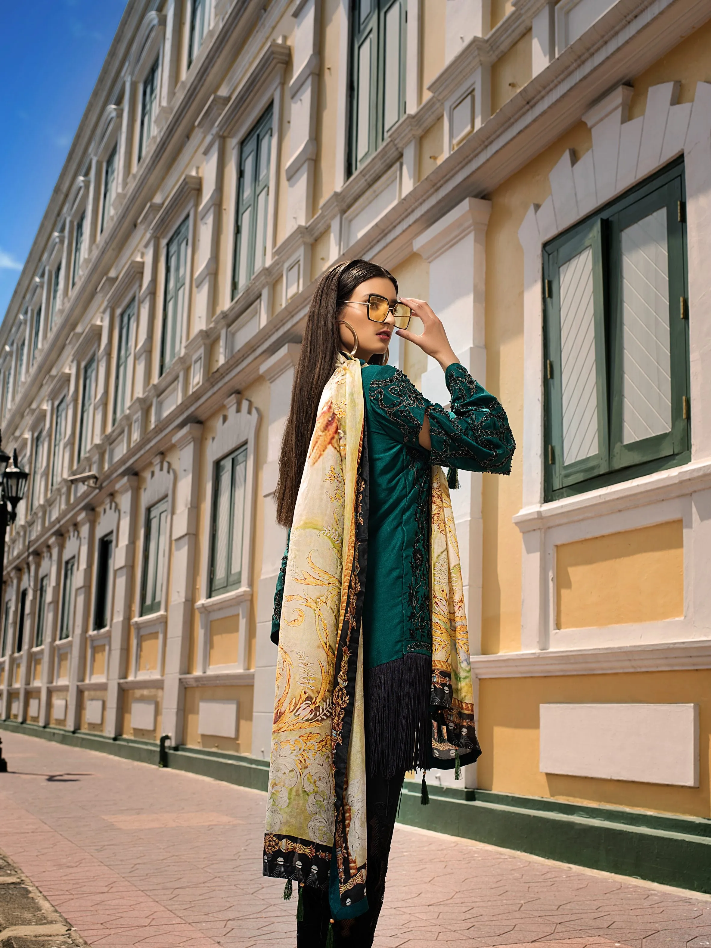 Erum Khan Embroidered Chiffon Collection – Emerald Fantasy