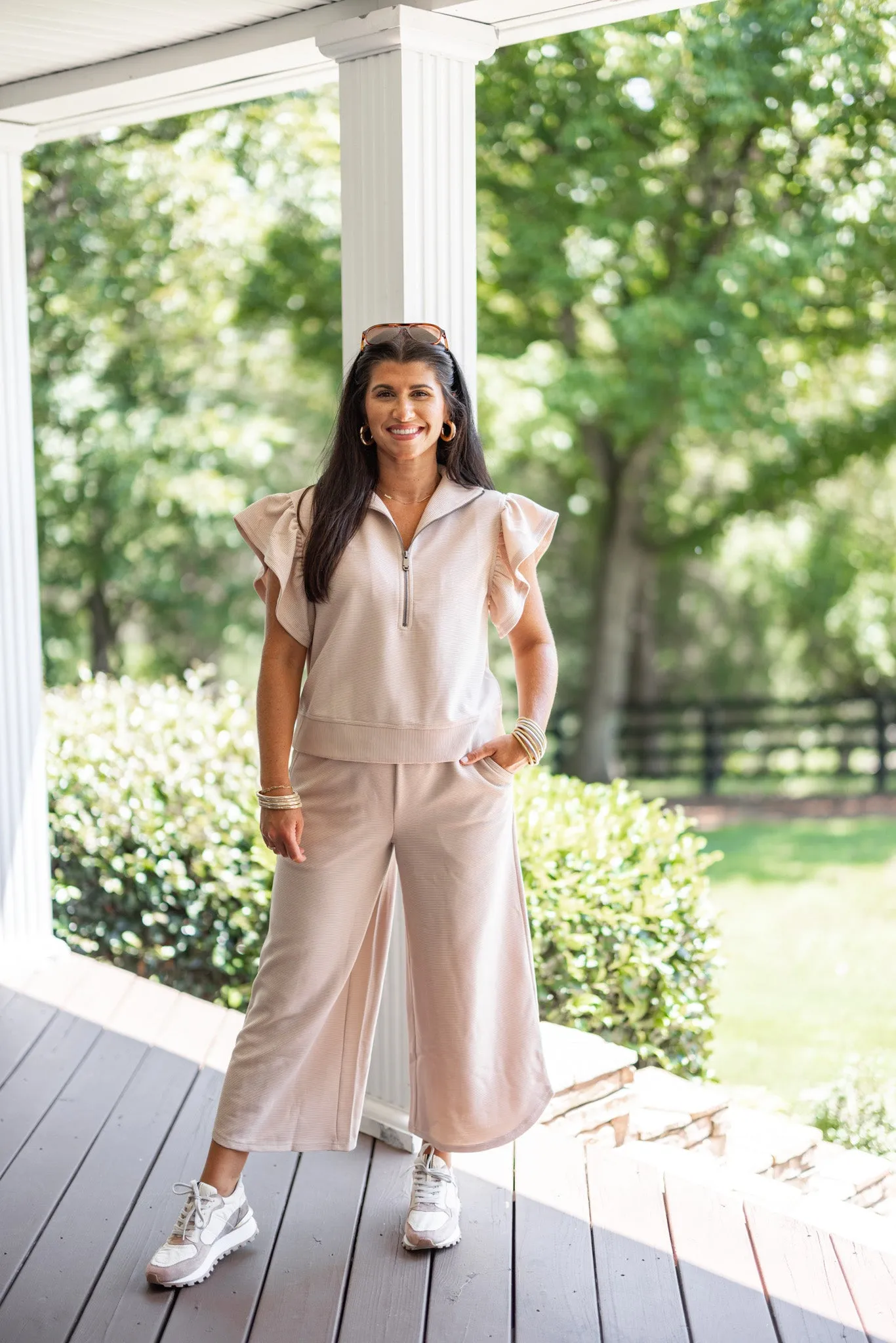 Everyday Elegance Taupe Textured Top