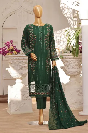 Fasaane By HZ Stitched 3 Piece Formals Chiffon Vol-03 Collection'2024-HZK-165-Dark Green