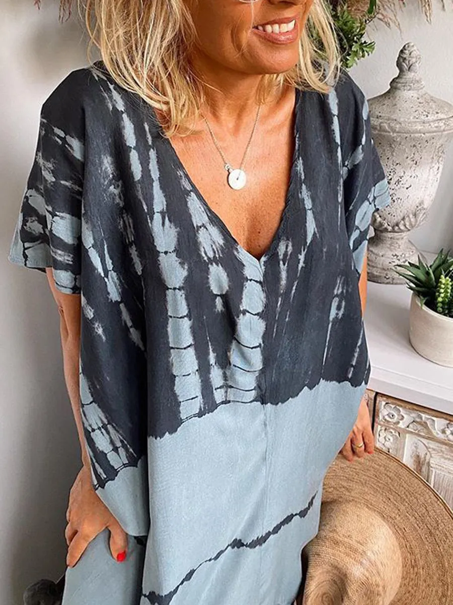 Fashionable Casual Bohemian Tie-dye Print Dress