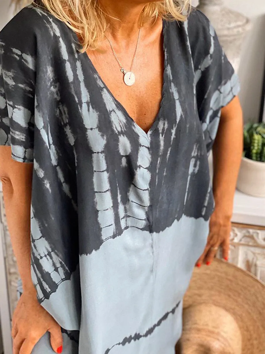 Fashionable Casual Bohemian Tie-dye Print Dress