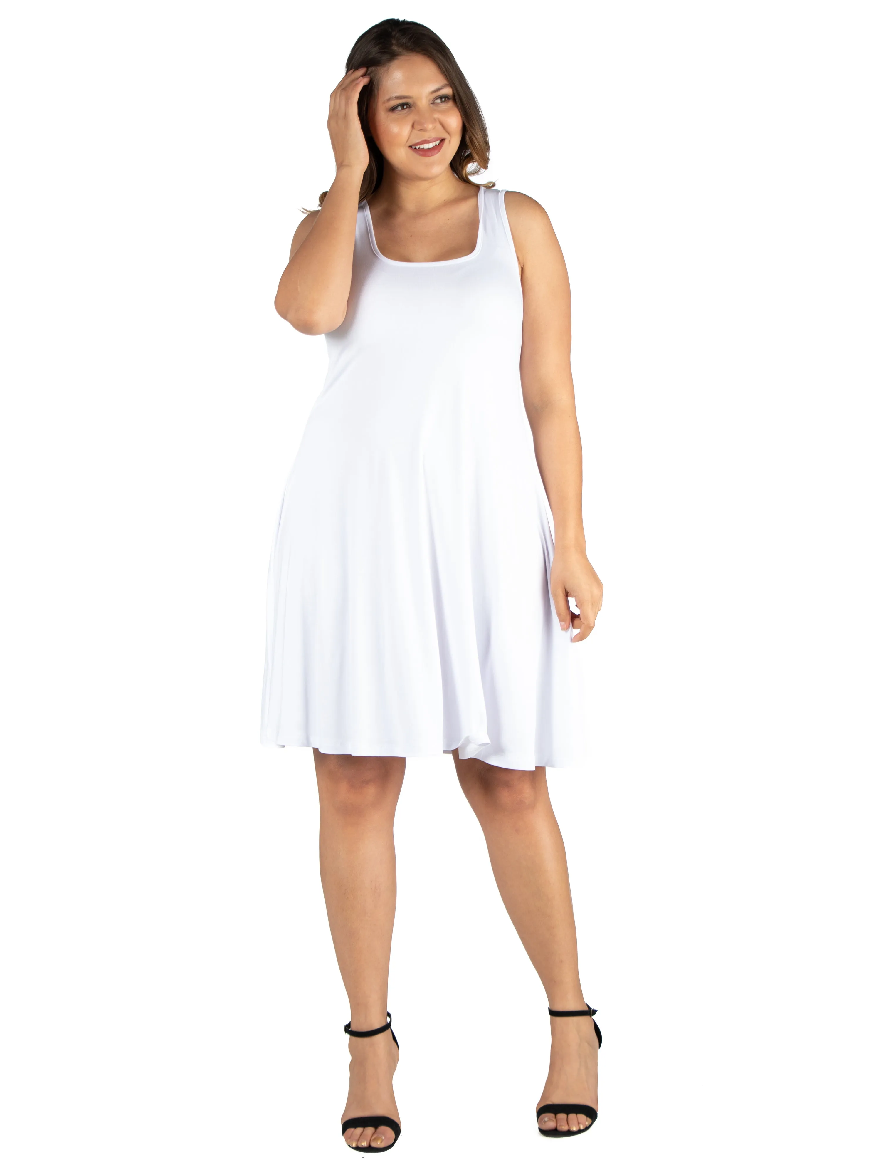 Fit and Flare Knee Length Plus Size Tank Dress