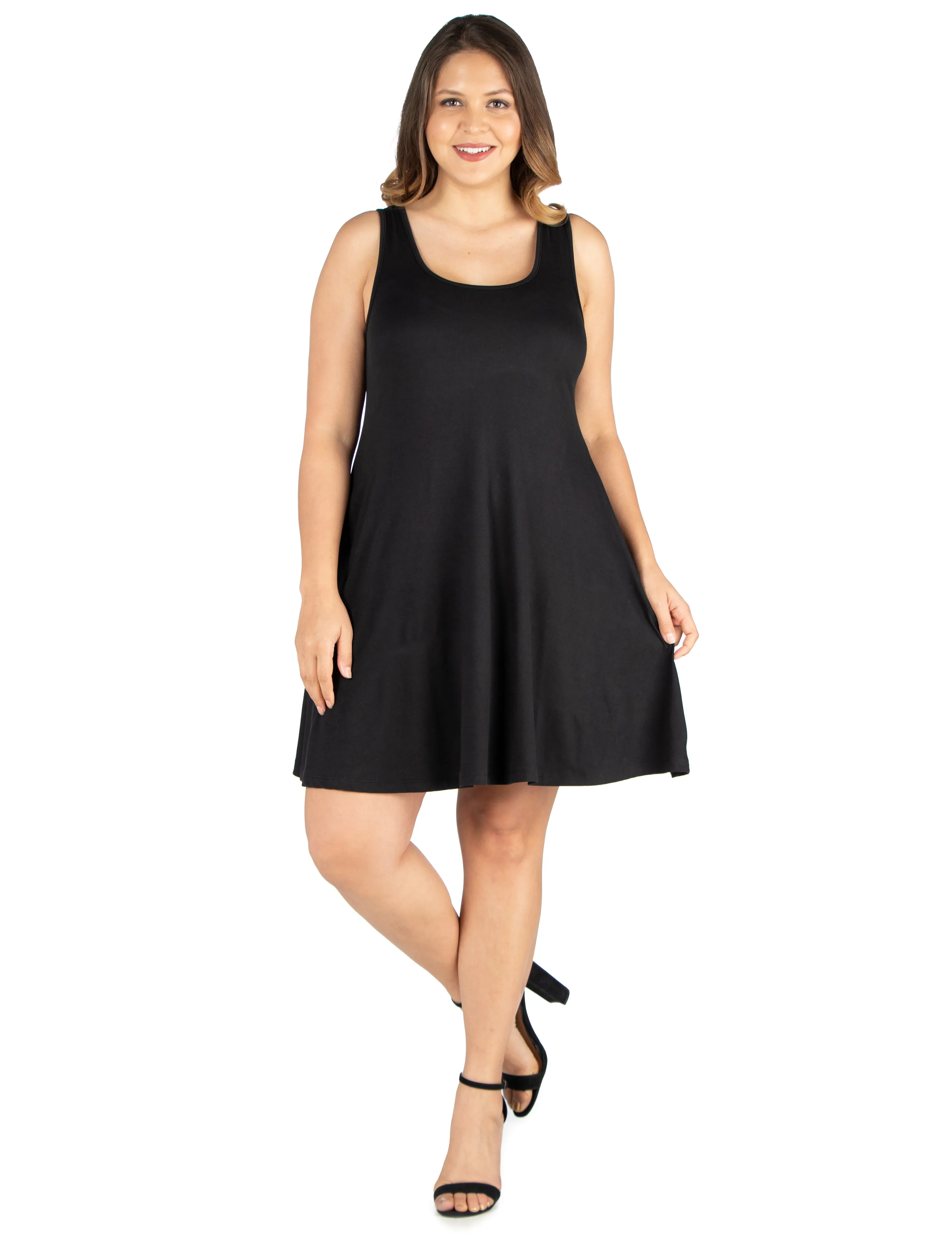 Fit and Flare Knee Length Plus Size Tank Dress