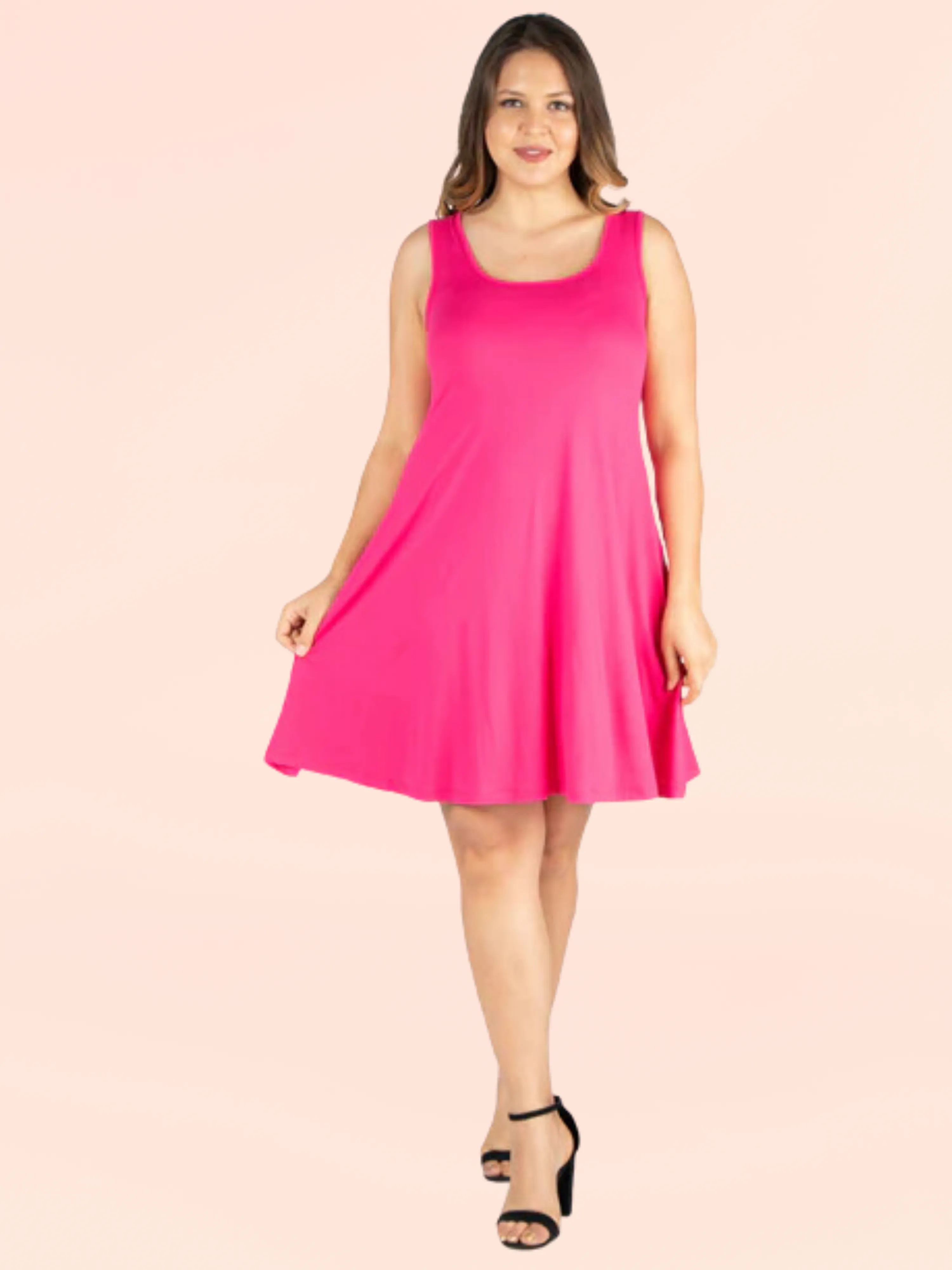 Fit and Flare Knee Length Plus Size Tank Dress