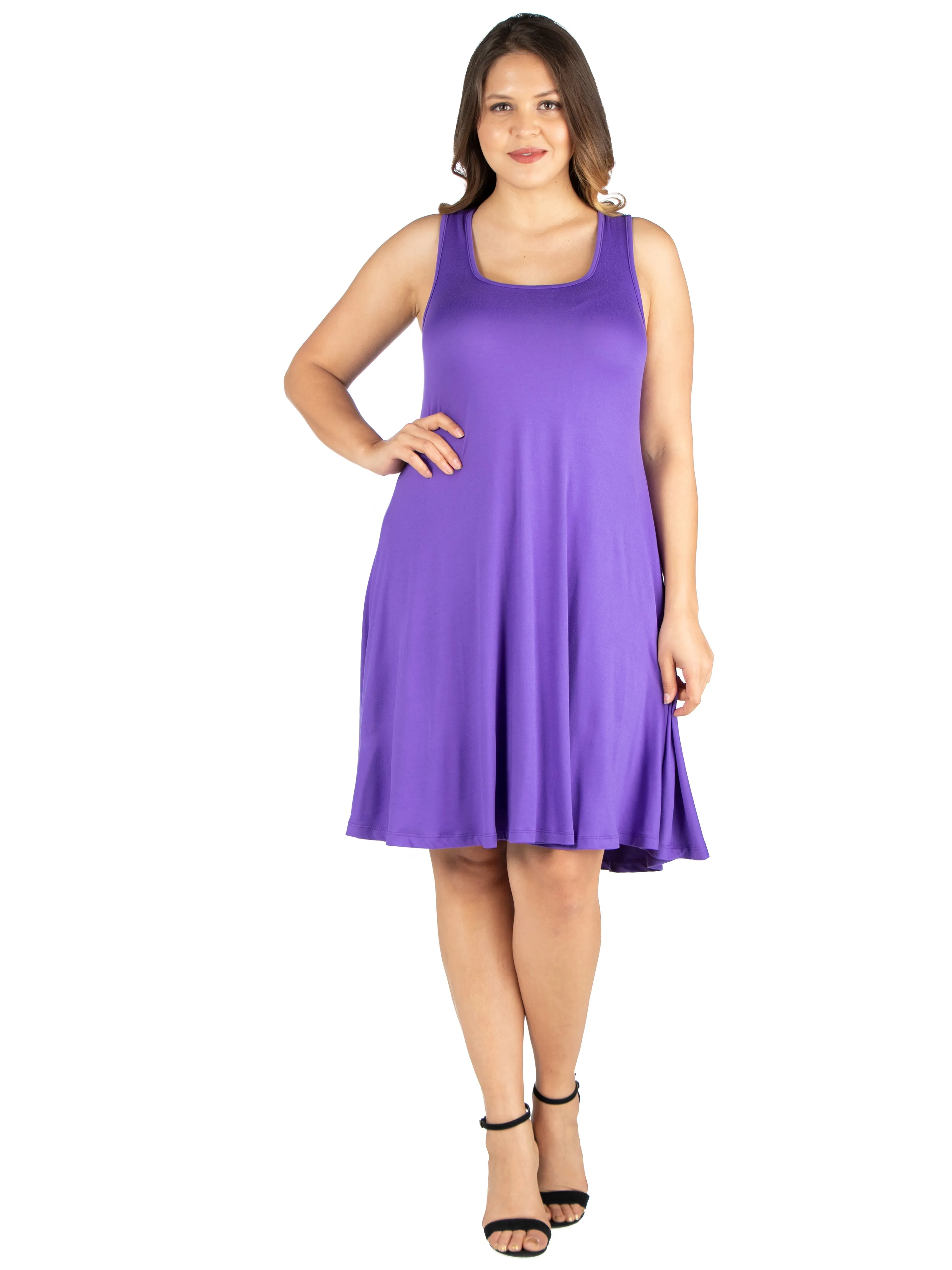 Fit and Flare Knee Length Plus Size Tank Dress