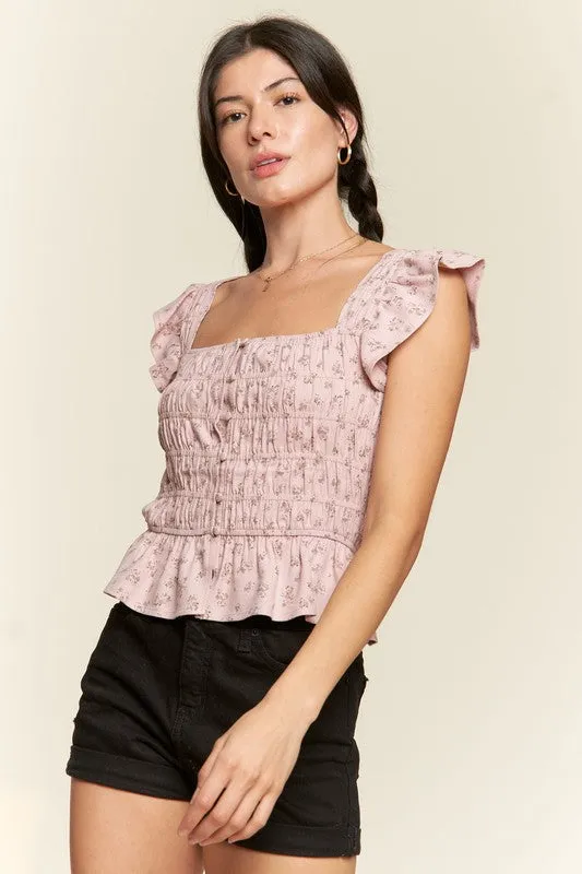 Floral print ruffled top