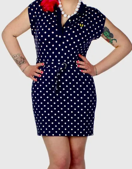 Fred Perry Cap Sleeve Polka Dot Dress