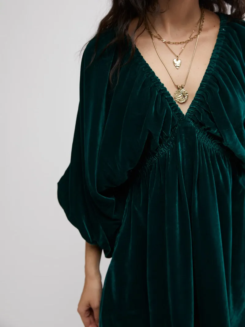 Free People Portia Velvet Mini Dress - Emerald