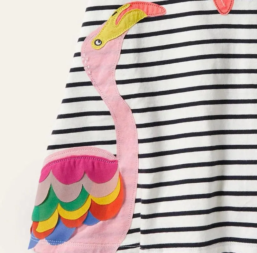 Girls Flamingo Striped Dress