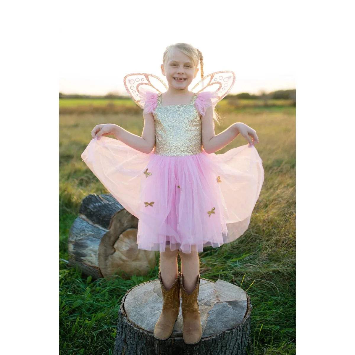 gold butterfly dress with wings