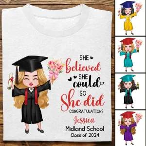 Graduation - She Believed She Could So She Did - Personalized Unisex T-shirt, Hoodie, Sweatshirt