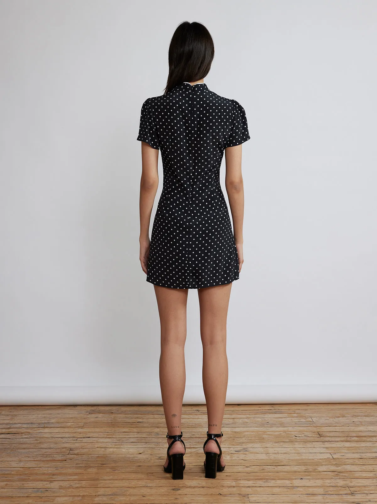 Harlow Black Polka Dot Mini Dress