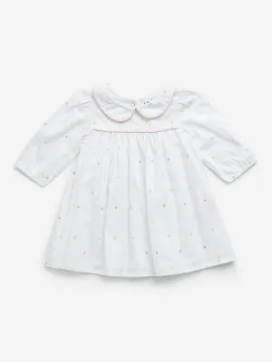 HOP Baby White Polka Dot Design A-Line Cotton Dress