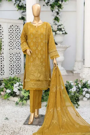 Hz Stitched 3 Piece Formals Chiffon Collection'2023-D-118-Mustard