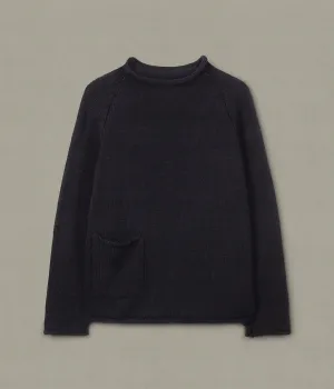 Indigo Cotton Fisherman Sweater, Black