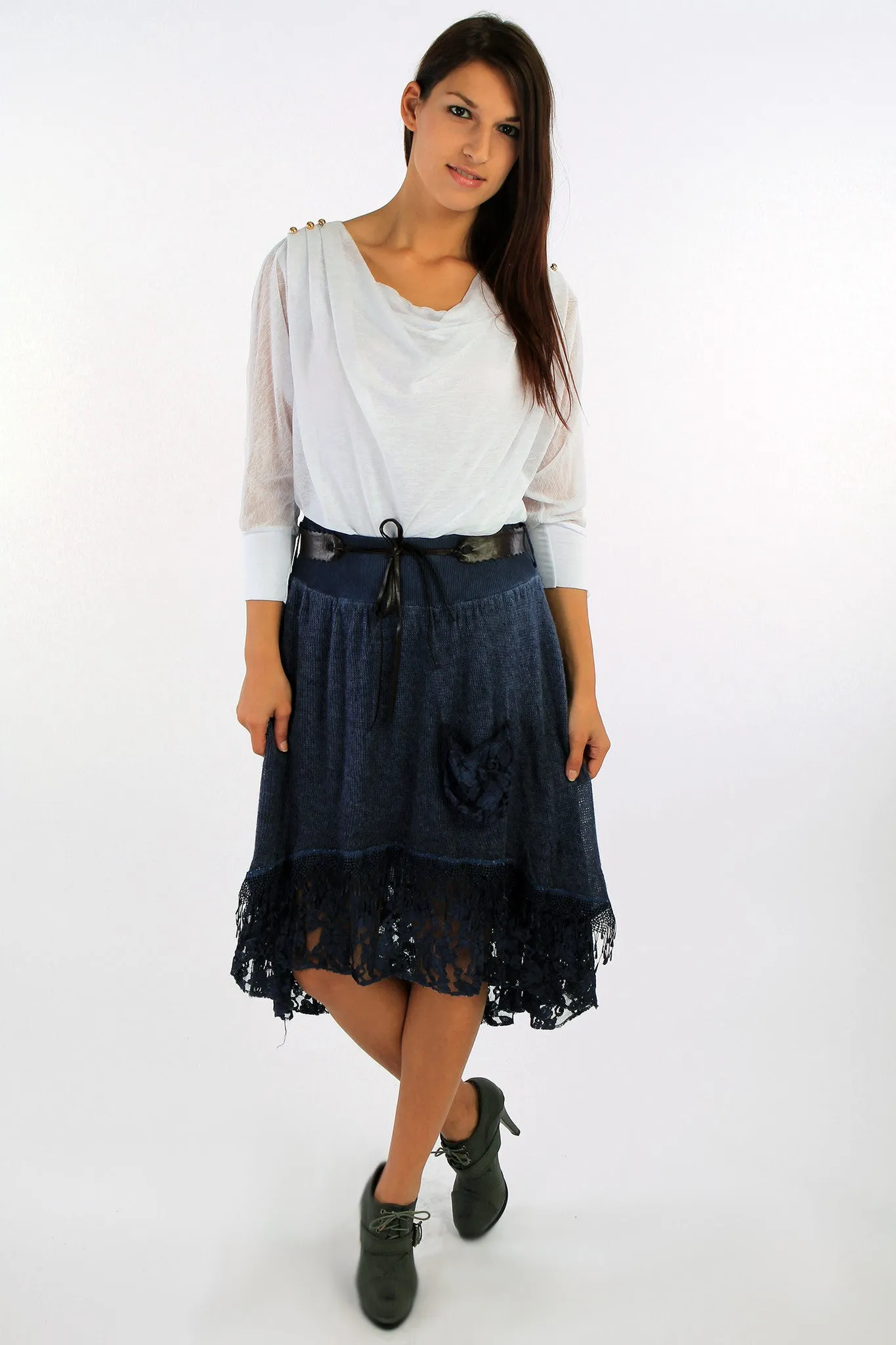 Knitted Holandesa Midi Skirt