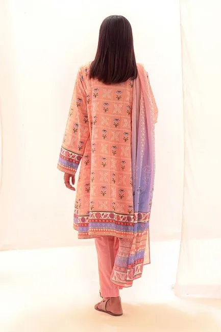 Light Pink Printed Lawn Pakistani Suit Set With Embroidery