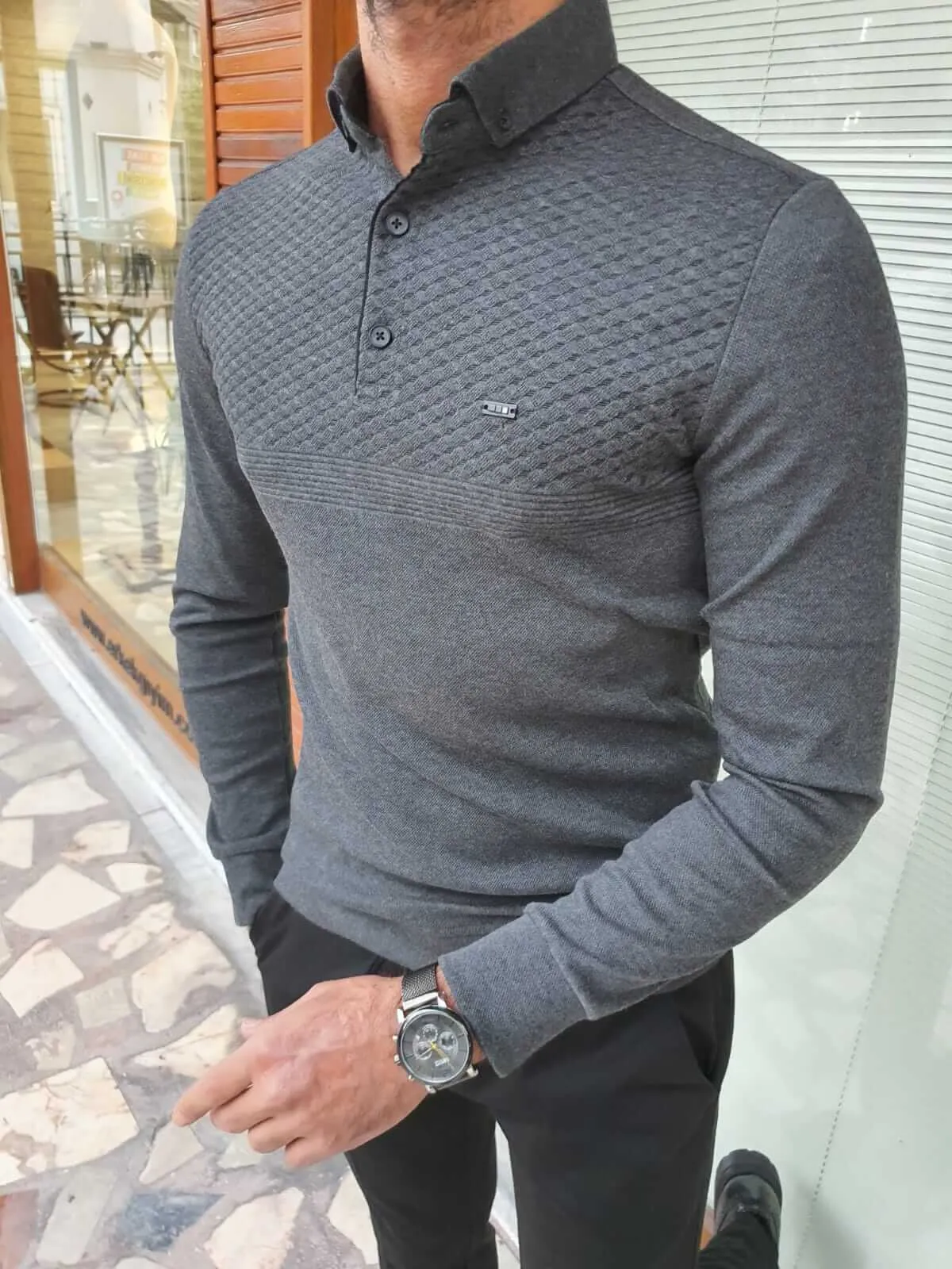 Longsleeve Gray combed knitwear