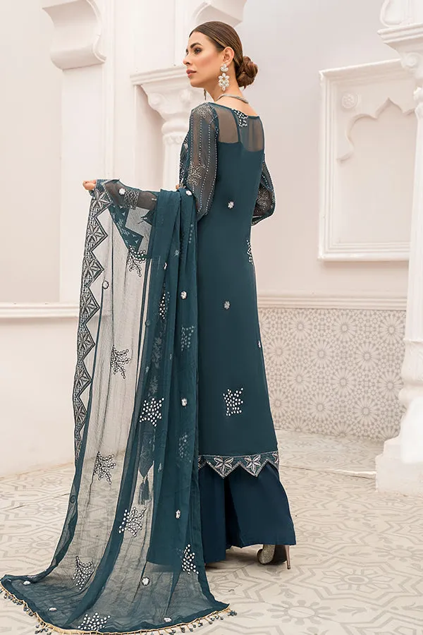 Luxurious Embroidered Chiffon Collection 2022 Vol-25 by Maryam - Exquisite Design D-36 Twilight Bloom