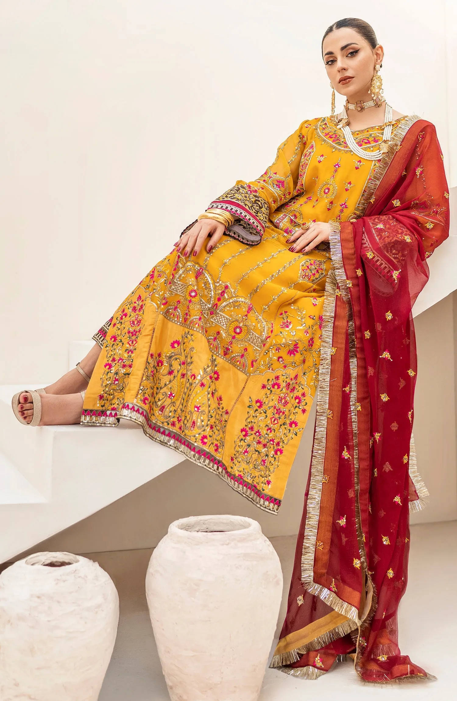 Mashq Zainab by Maryum N Maria Luxury Formal Collection – Formal Dress - Canary Yellow (QFD-0062)