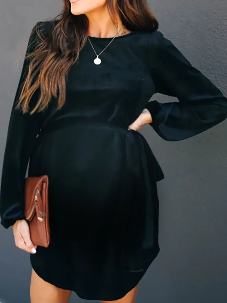 Maternity Fashionable Round Neck Casual Loose Dress