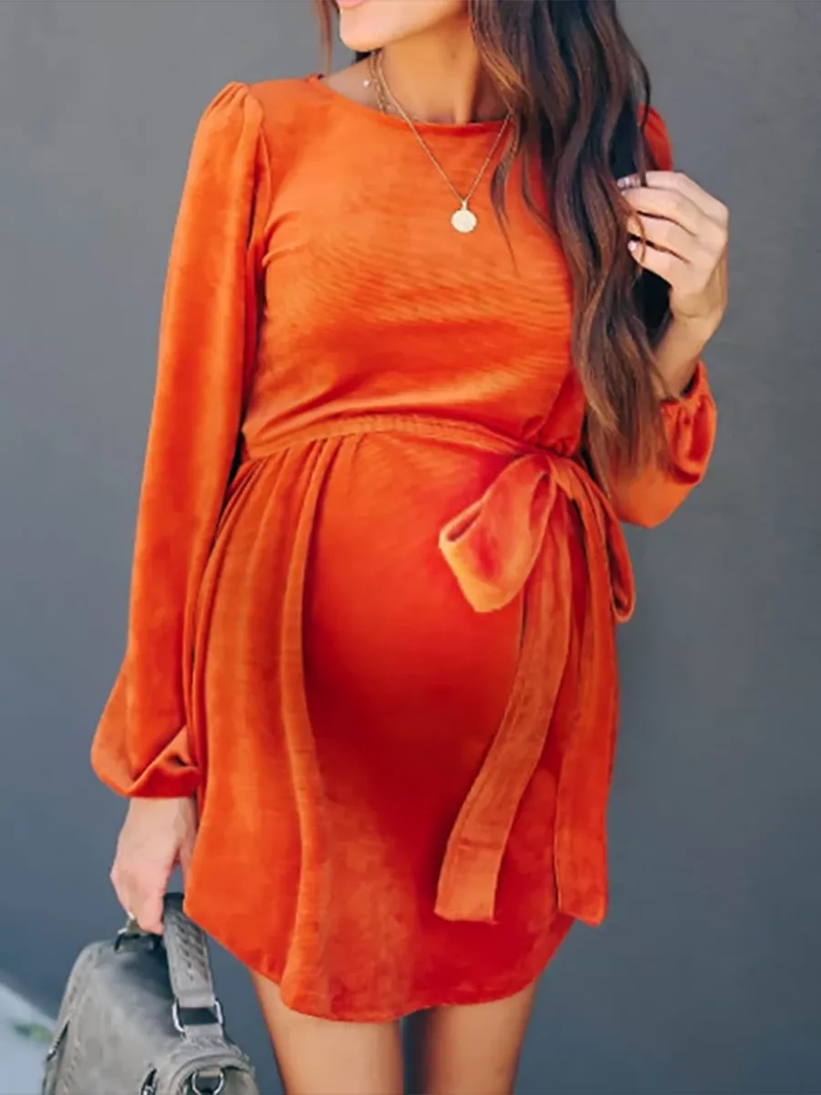 Maternity Fashionable Round Neck Casual Loose Dress