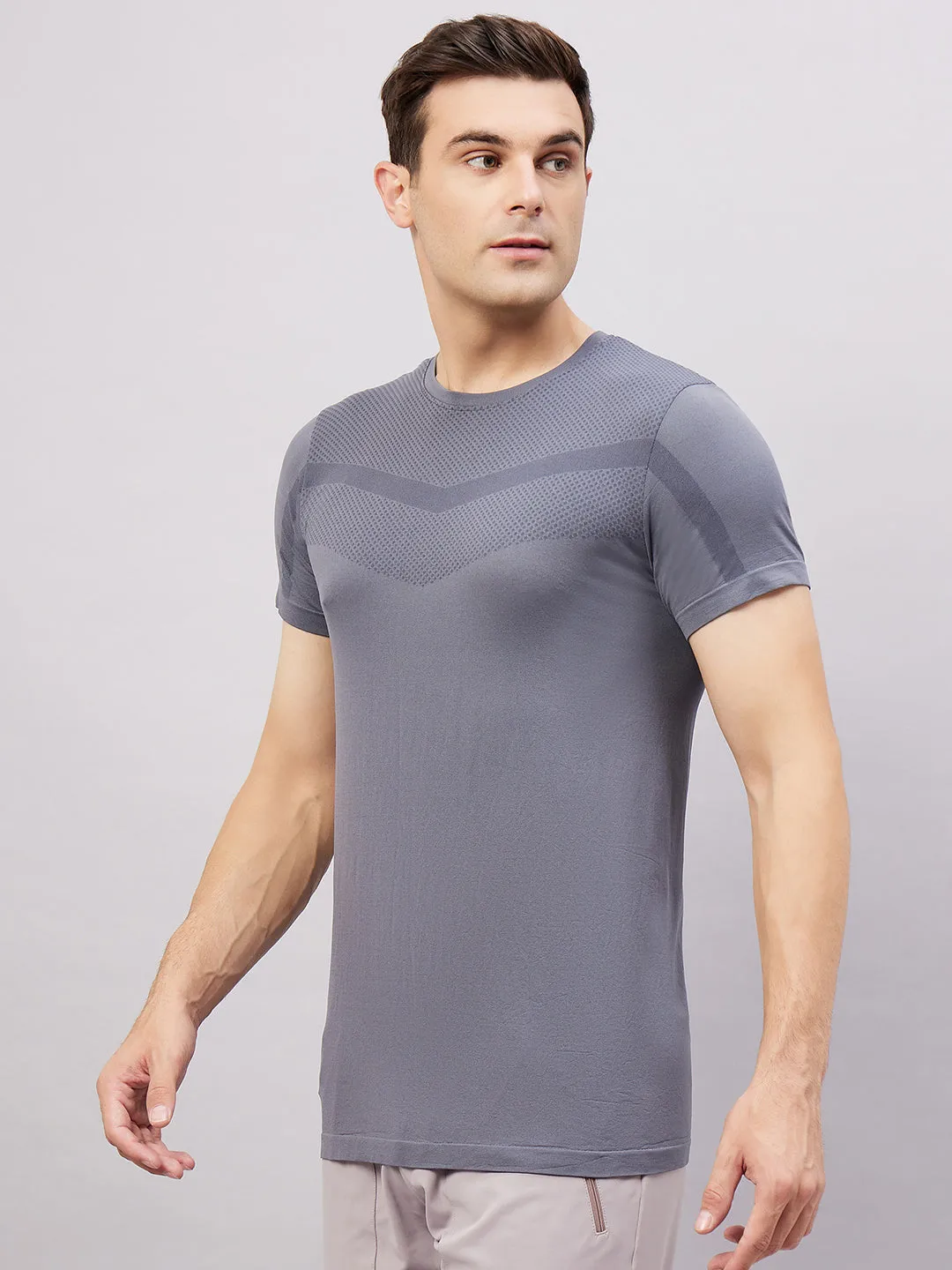 Men's Round Neck Half Sleeves T-Shirt - Grey