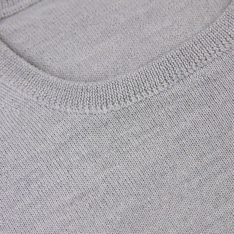 Merino Wool Crew Neck Sweater - Light Grey